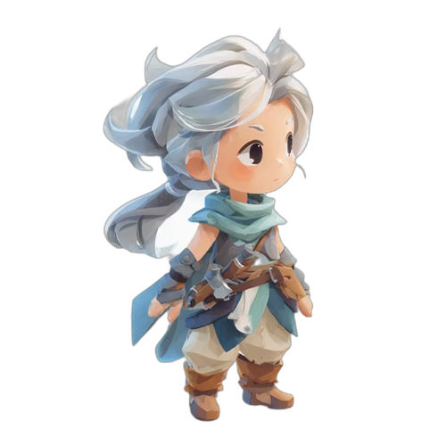 Guide character pointing at the map